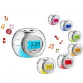 Relógio de LED com 7 Cores, Despertador e Calendário