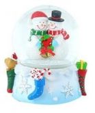 Globo de Cristal com Homem de Neve para Natal com Música