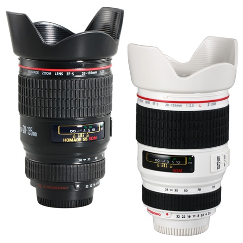 Caneca Térmica, formato de Lente de Câmera