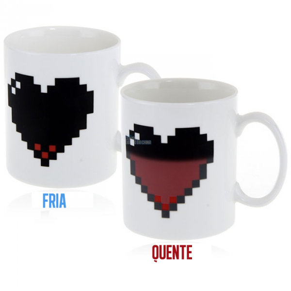 Caneca de Coração que Muda de Cor